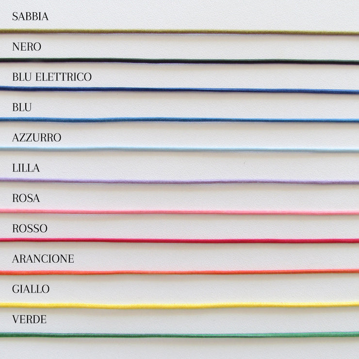Bracciale laccio con intercalari tondi + colori - Almas Gioielli
