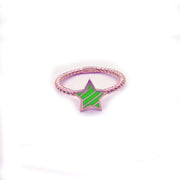 Anello con Stellina a strisce smaltato verde lime