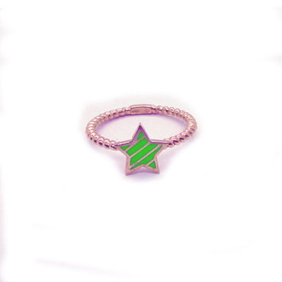 Anello con Stellina a strisce smaltato verde lime