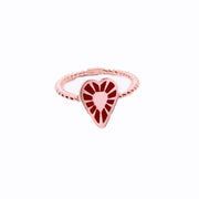 Anello con Cuore Sacro con smalto rosso