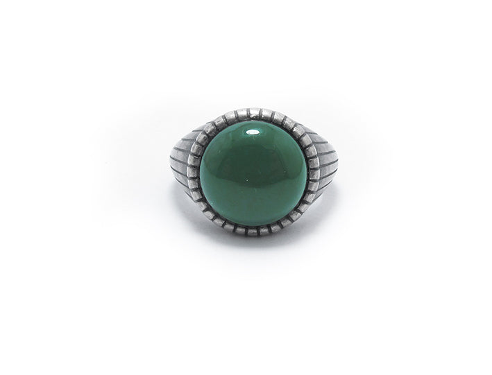 anello Almas Gioielli Chevalier Tondo con Agata verde 