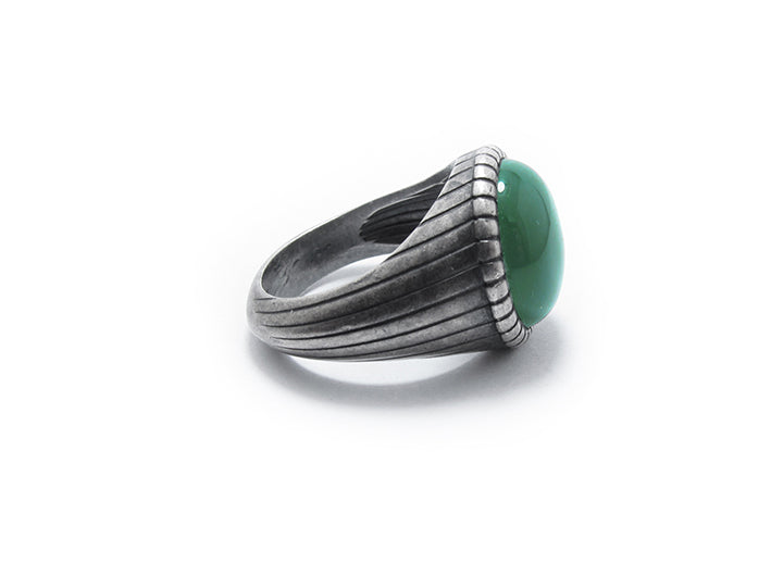 anello Almas Gioielli Chevalier Tondo con Agata verde 