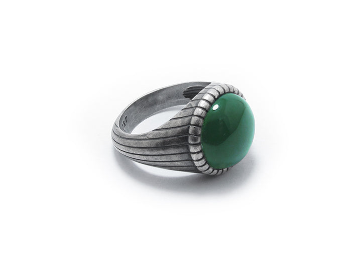 anello Almas Gioielli Chevalier Tondo con Agata verde 