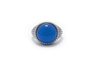 anello Almas Gioielli Chevalier Tondo con Agata blu 