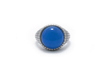 anello Almas Gioielli Chevalier Tondo con Agata blu 