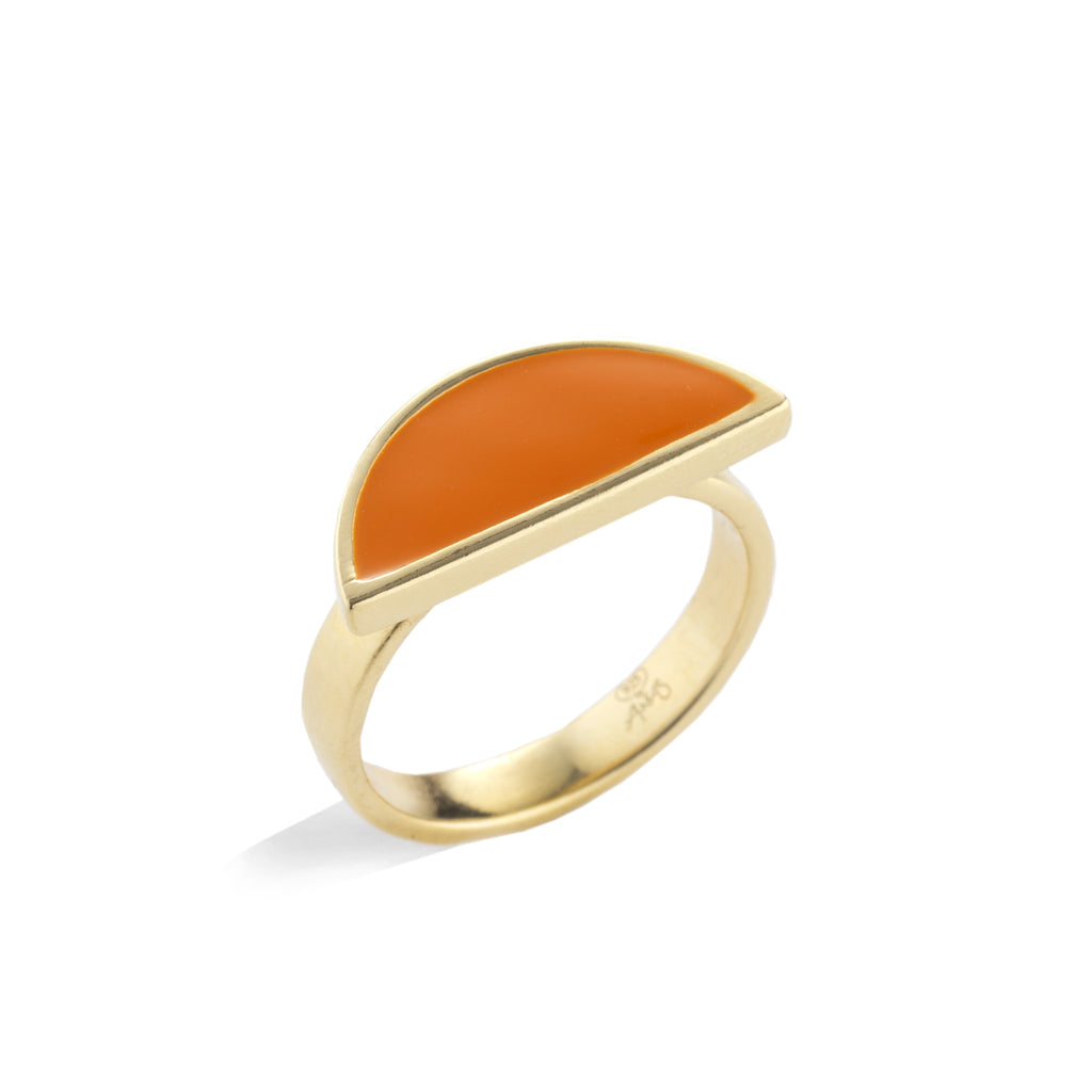 Anello con mezza luna smaltato