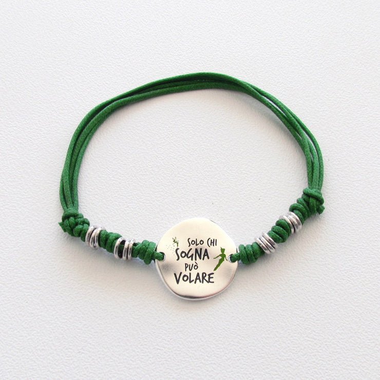 Bracciale laccio con pepita Solo chi sogna può volare + colori - Almas Gioielli