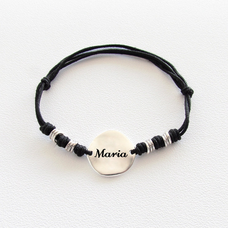 Bracciale laccio con pepita con nome personalizzabile + colori - Almas Gioielli