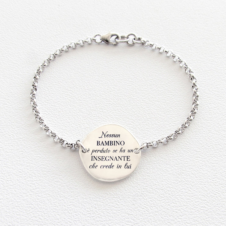 bracciale Almas Gioielli Bracciale con pepita Nessun Bambino è perduto se ha un Insegnante che crede in lui" 